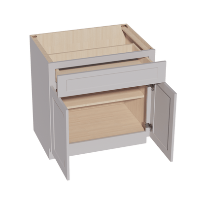 HA - B33: Ash Gray Shaker 33" 1 Drawer 2 Doors Standard Base Cabinet - NextCabinets