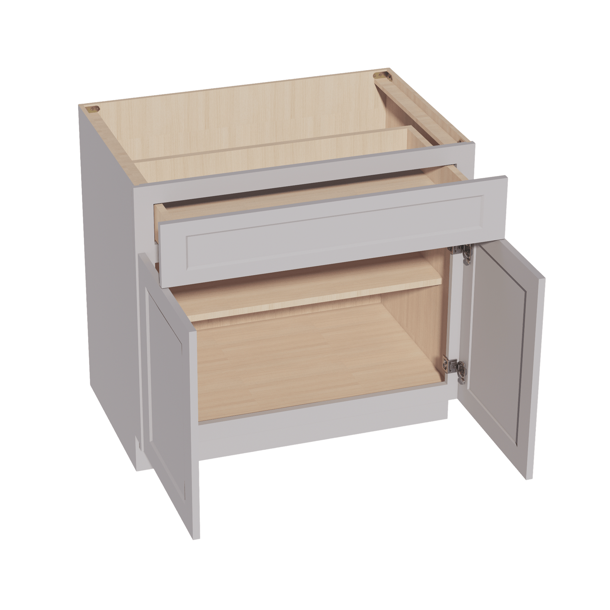 HA - B36: Ash Gray Shaker 36" 1 Drawer 2 Doors Standard Base Cabinet - NextCabinets