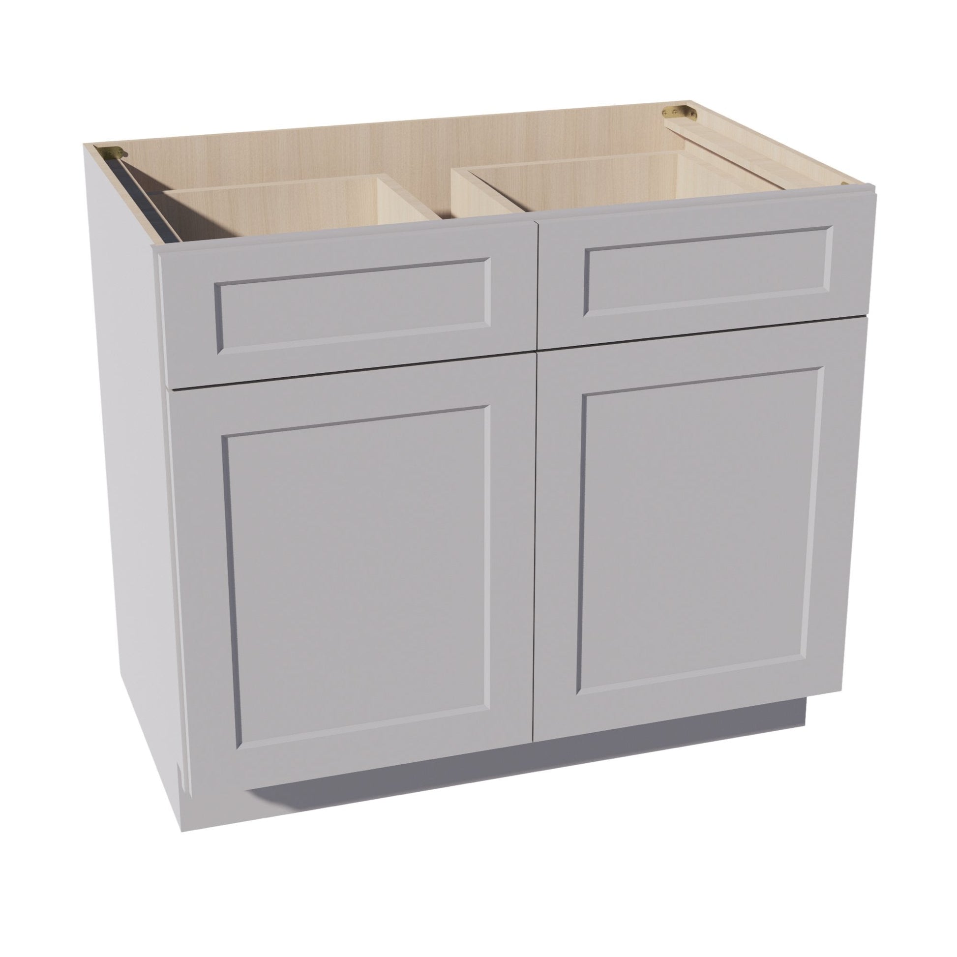 HA - B39: Ash Gray Shaker 39" 2 Drawers 2 Doors Standard Base Cabinet - NextCabinets