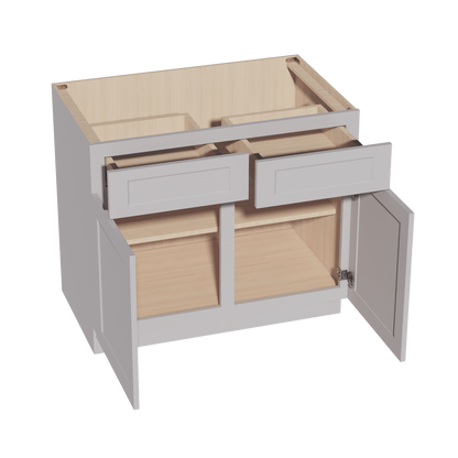 HA - B39: Ash Gray Shaker 39" 2 Drawers 2 Doors Standard Base Cabinet - NextCabinets