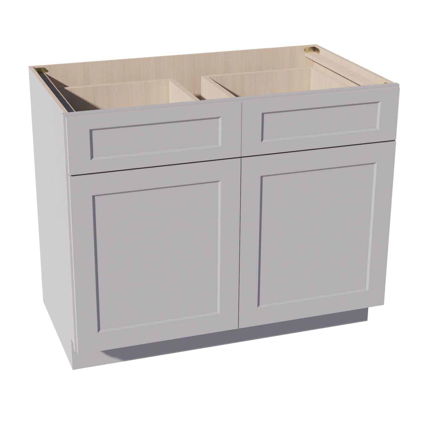 HA - B42: Ash Gray Shaker 42" 2 Drawers 2 Doors Standard Base Cabinet - NextCabinets