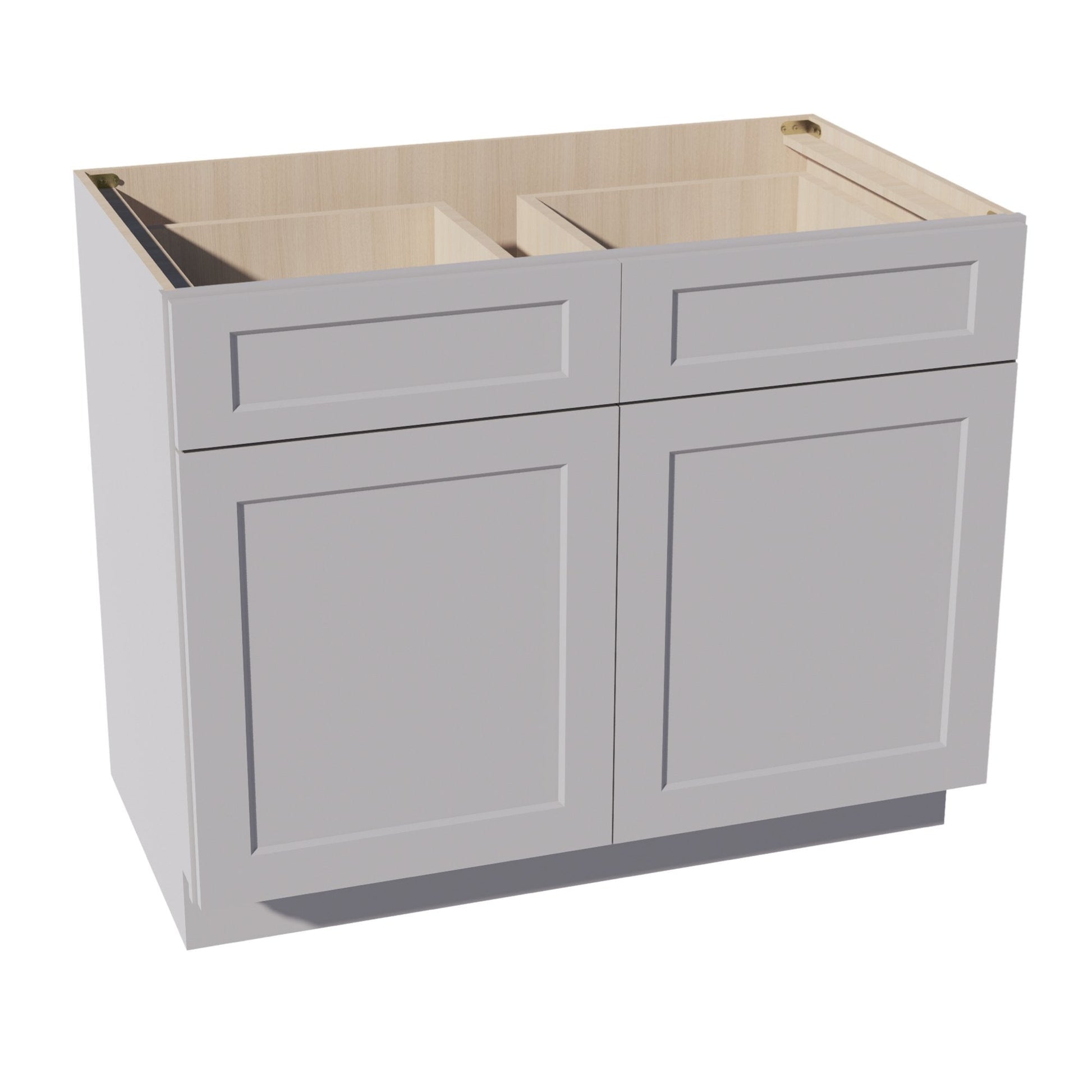 HA - B42: Ash Gray Shaker 42" 2 Drawers 2 Doors Standard Base Cabinet - NextCabinets