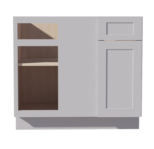 HA - BBC39/42: Ash Gray Shaker 39" 1 Door & 1 Drawer Blind Corner Base Cabinets - NextCabinets