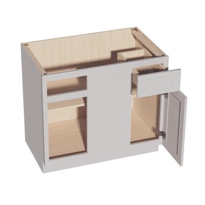 HA - BBC39/42: Ash Gray Shaker 39" 1 Door & 1 Drawer Blind Corner Base Cabinets - NextCabinets