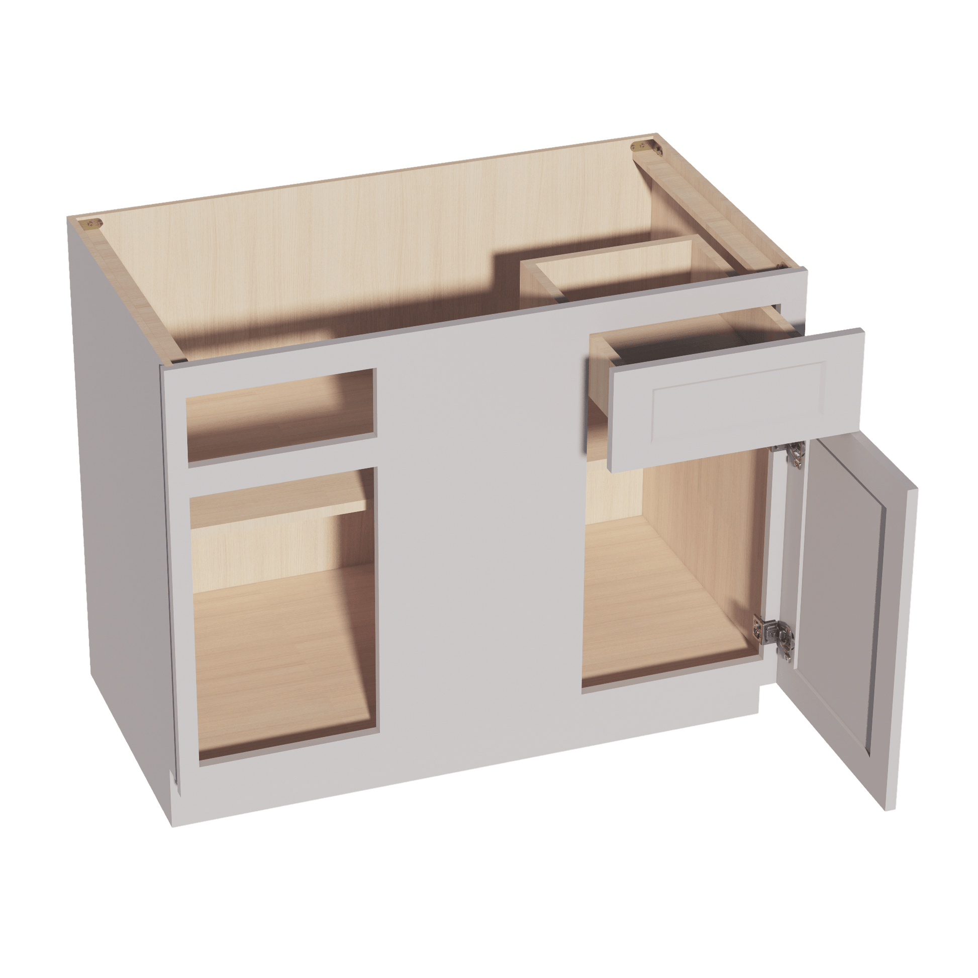 HA - BBC42/45: Ash Gray Shaker 42" 1 Door & 1 Drawer Blind Corner Base Cabinets - NextCabinets