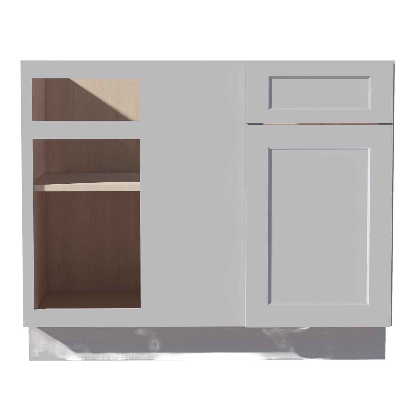 HA - BBC42/45: Ash Gray Shaker 42" 1 Door & 1 Drawer Blind Corner Base Cabinets - NextCabinets