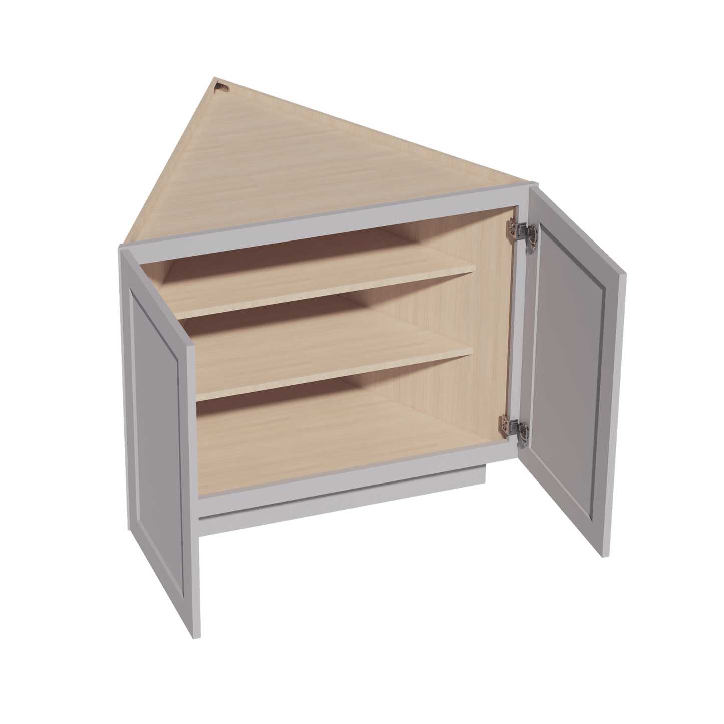 HA - BEC24: Ash Gray Shaker 24" 2 Full Height Door Angled End Base Cabinets - NextCabinets