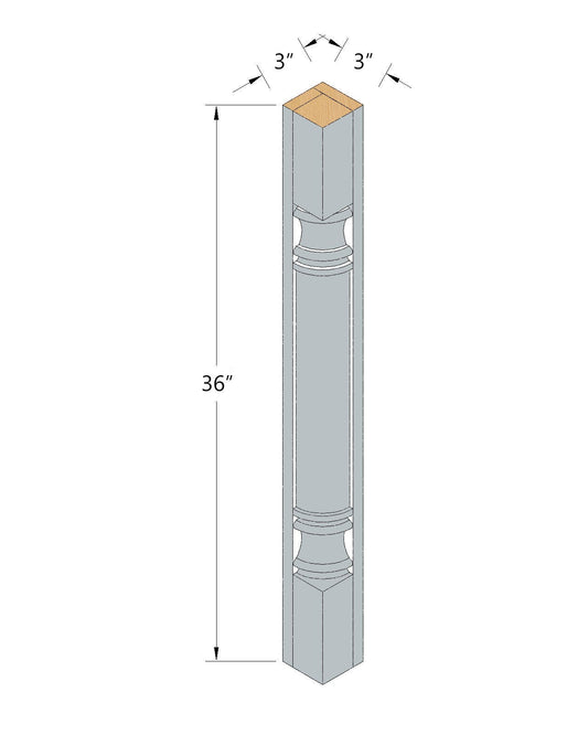 Mist Gray Corner Roman Pillar - 03"W x 36"L