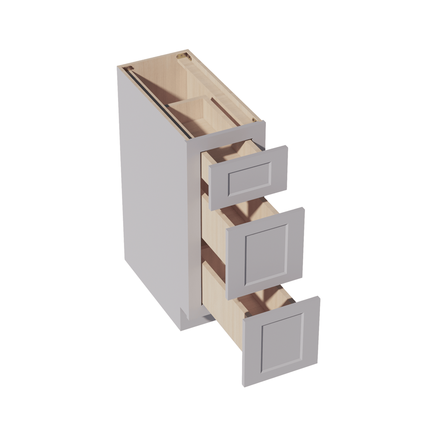 HA - DB12: Ash Gray Shaker 12" 3 Drawers Base Cabinet - NextCabinets