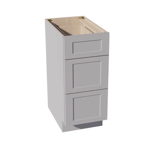 HA - DB15: Ash Gray Shaker 15" 3 Drawers Base Cabinet - NextCabinets