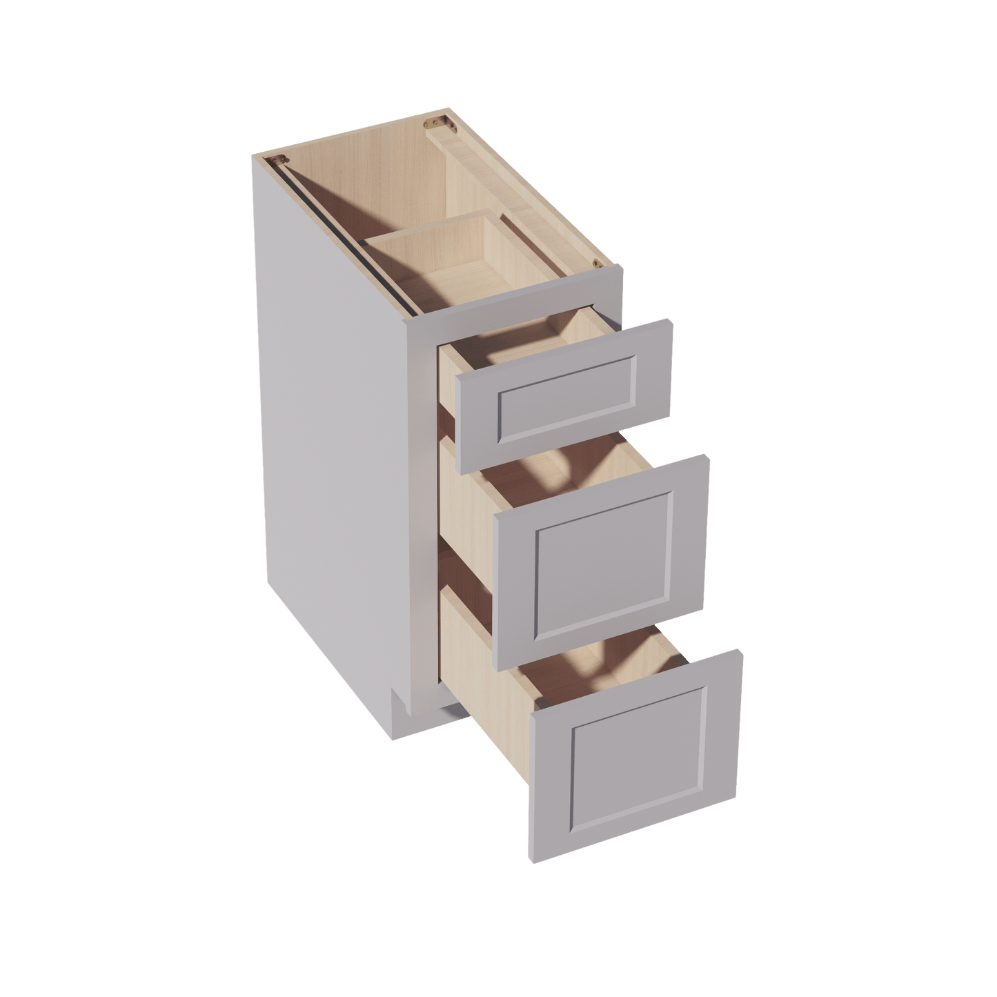 HA - DB15: Ash Gray Shaker 15" 3 Drawers Base Cabinet - NextCabinets