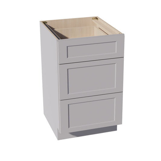 HA - DB21: Ash Gray Shaker 21" 3 Drawers Base Cabinet - NextCabinets