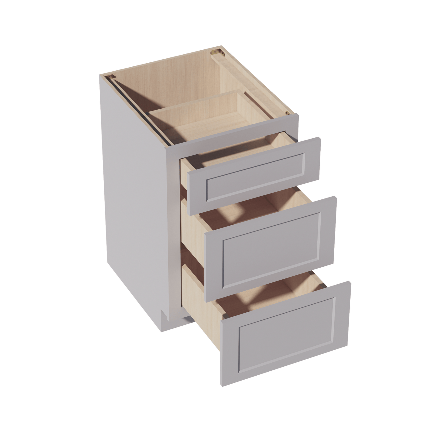 HA - DB21: Ash Gray Shaker 21" 3 Drawers Base Cabinet - NextCabinets