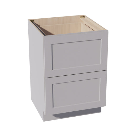 HA - DB24 - 2: Ash Gray Shaker 24" 2 Drawers Base Cabinet - NextCabinets