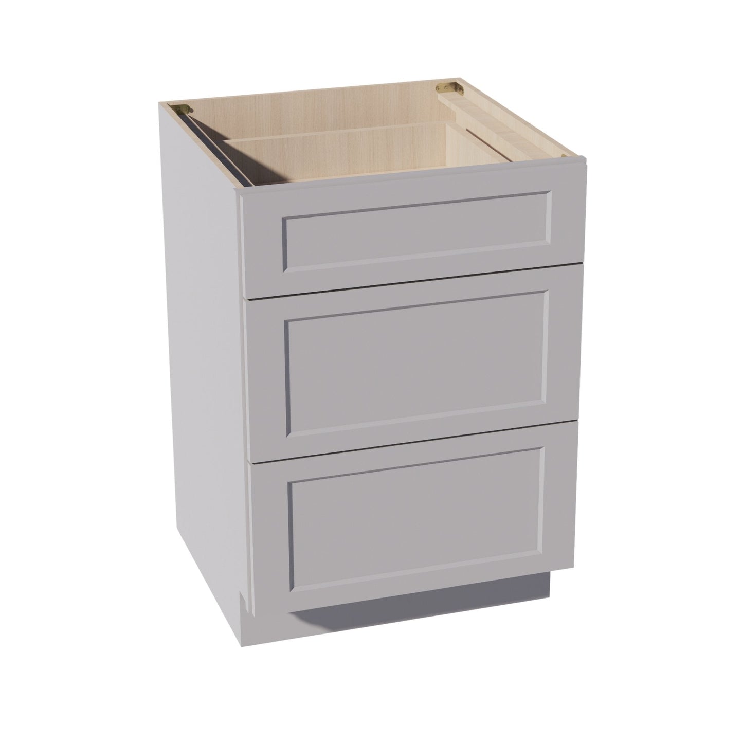 HA - DB24: Ash Gray Shaker 24" 3 Drawers Base Cabinet - NextCabinets