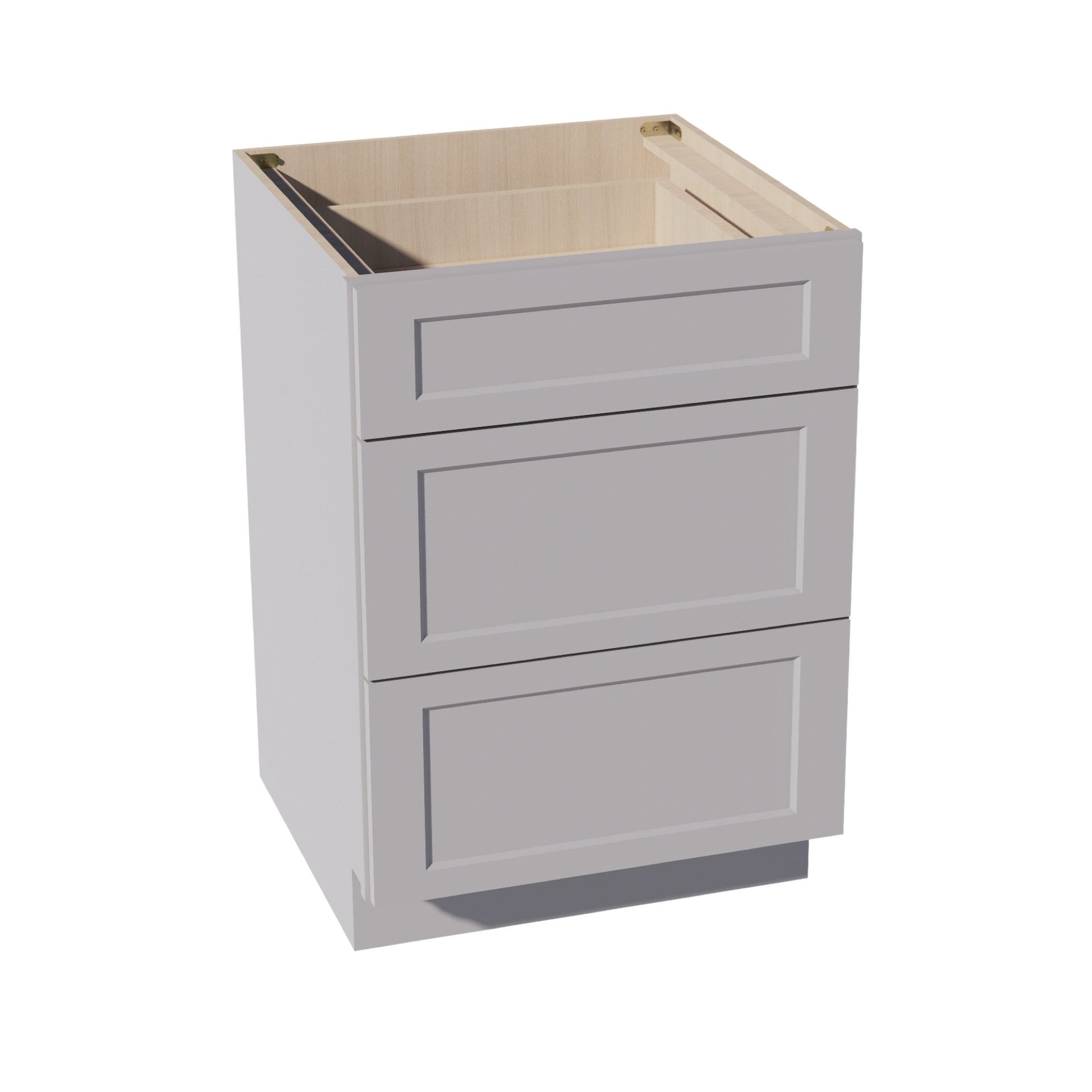 HA - DB24: Ash Gray Shaker 24" 3 Drawers Base Cabinet - NextCabinets