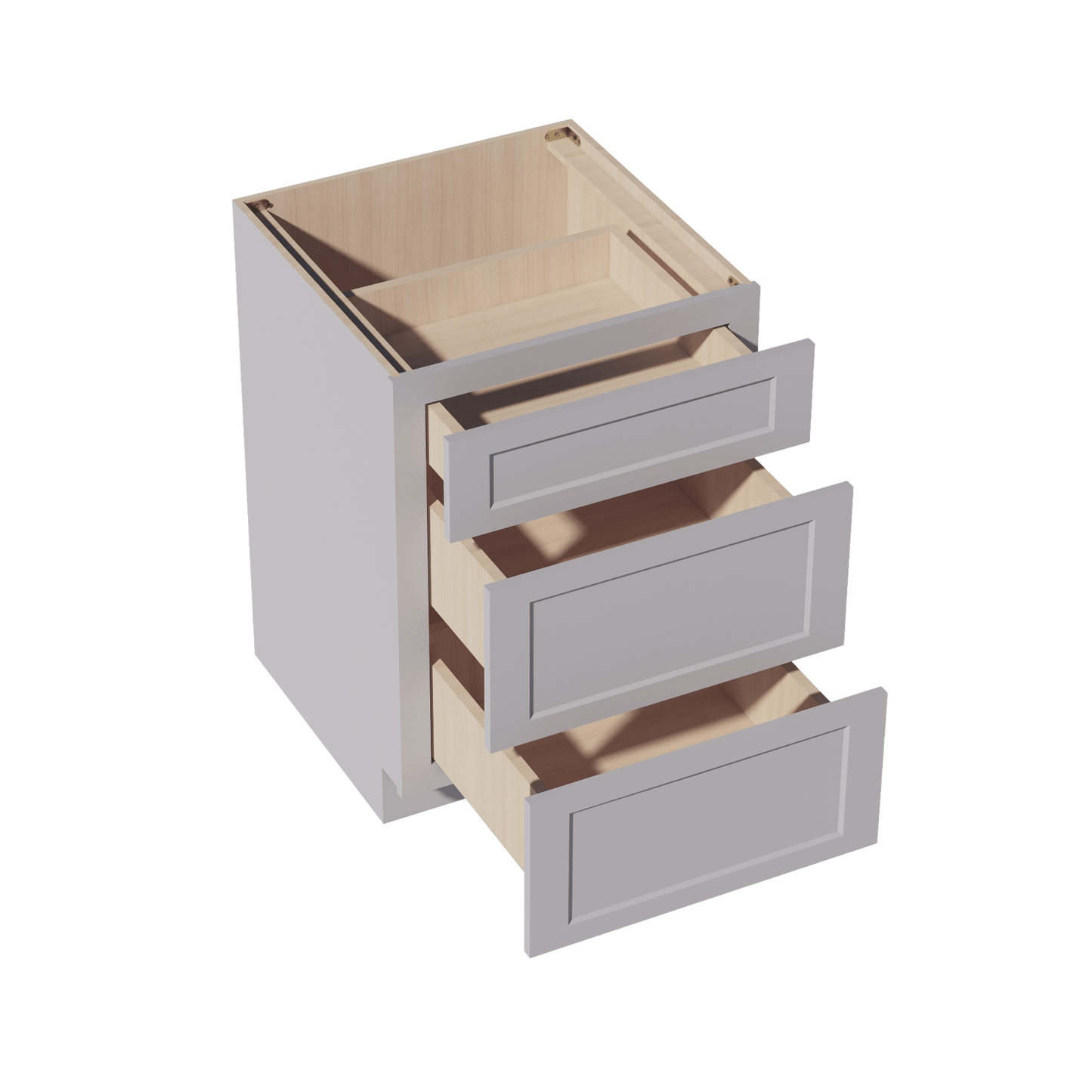 HA - DB24: Ash Gray Shaker 24" 3 Drawers Base Cabinet - NextCabinets