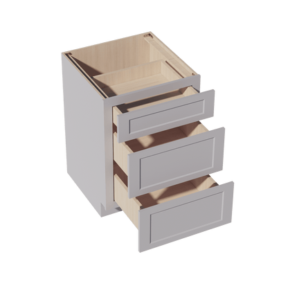 HA - DB24: Ash Gray Shaker 24" 3 Drawers Base Cabinet - NextCabinets