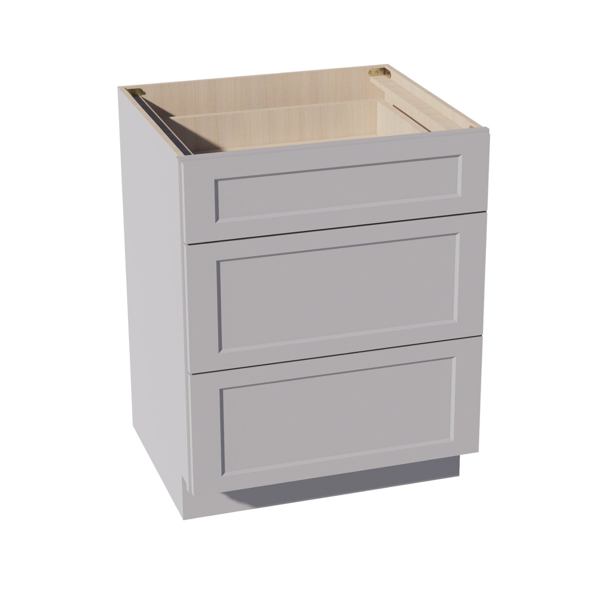 HA - DB27: Ash Gray Shaker 27" 3 Drawers Base Cabinet - NextCabinets