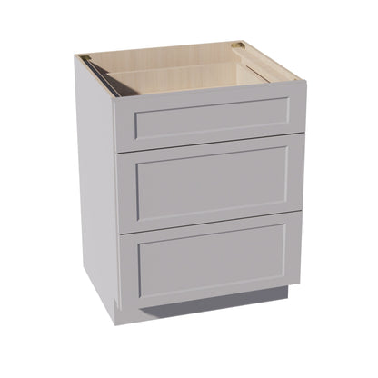HA - DB27: Ash Gray Shaker 27" 3 Drawers Base Cabinet - NextCabinets