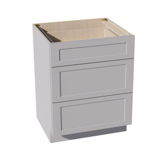HA - DB27: Ash Gray Shaker 27" 3 Drawers Base Cabinet - NextCabinets