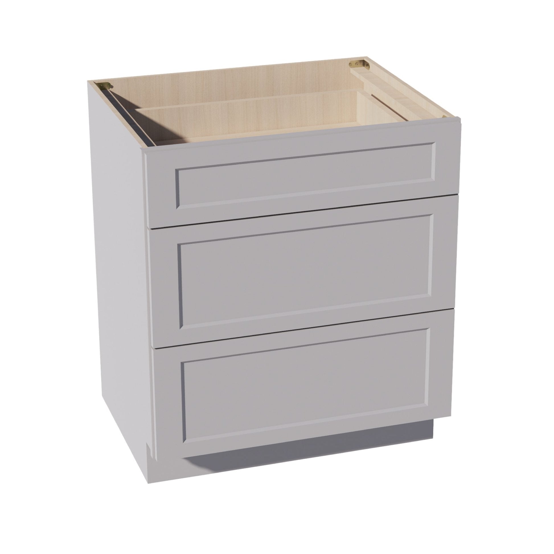 HA - DB30: Ash Gray Shaker 30" 3 Drawers Base Cabinet - NextCabinets