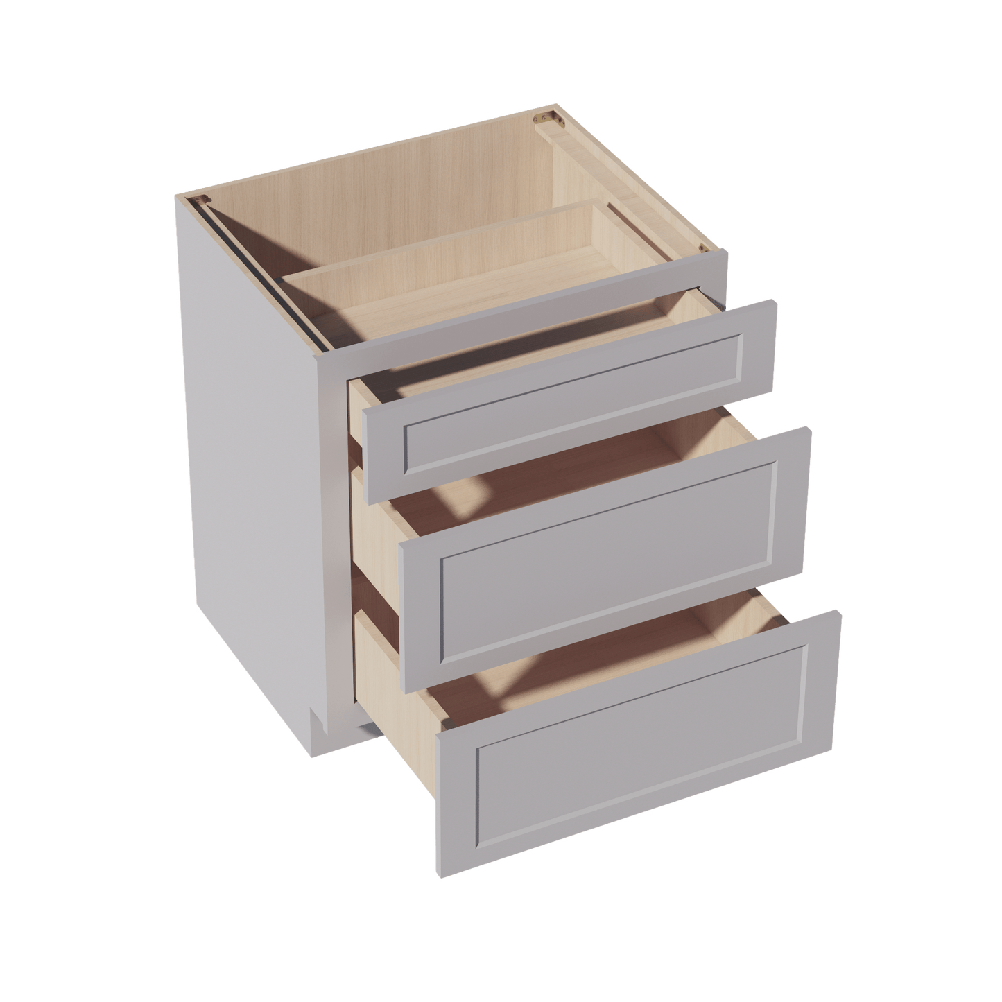 HA - DB30: Ash Gray Shaker 30" 3 Drawers Base Cabinet - NextCabinets