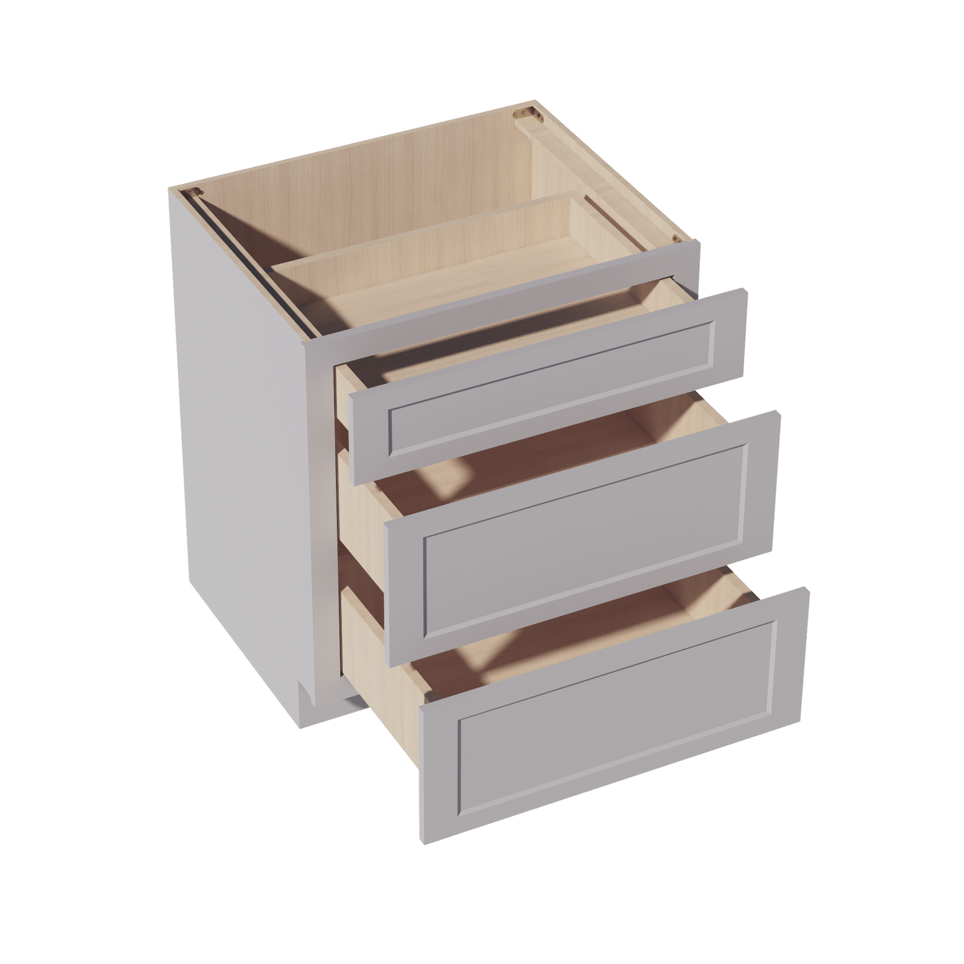 HA - DB30: Ash Gray Shaker 30" 3 Drawers Base Cabinet - NextCabinets