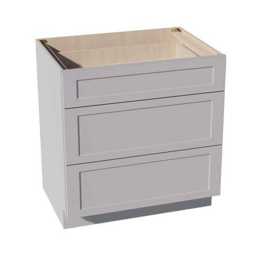 HA - DB33: Ash Gray Shaker 33" 3 Drawers Base Cabinet - NextCabinets