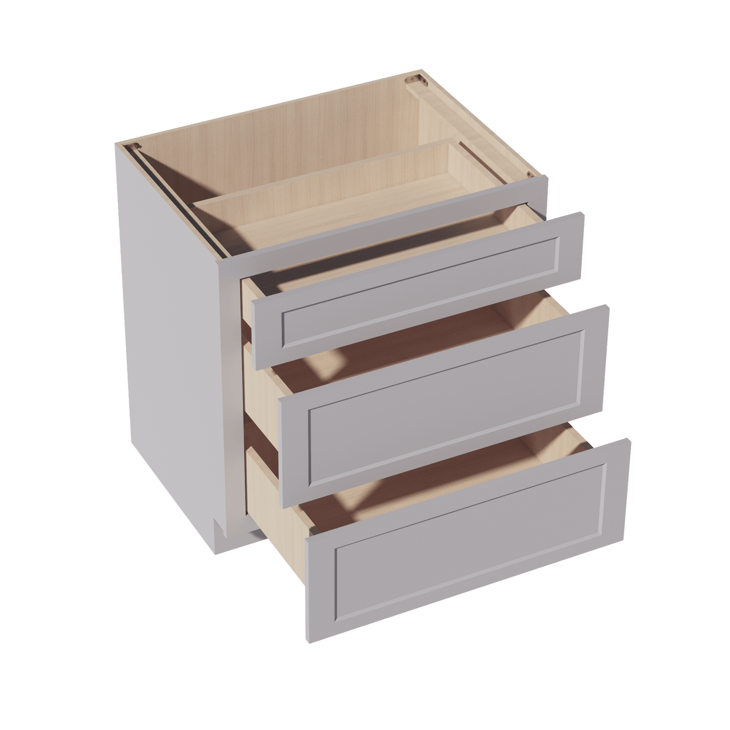 HA - DB33: Ash Gray Shaker 33" 3 Drawers Base Cabinet - NextCabinets