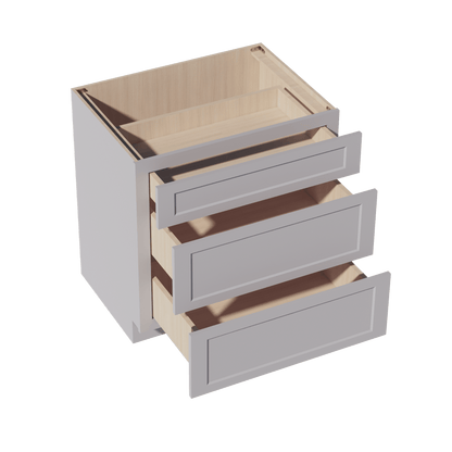 HA - DB33: Ash Gray Shaker 33" 3 Drawers Base Cabinet - NextCabinets