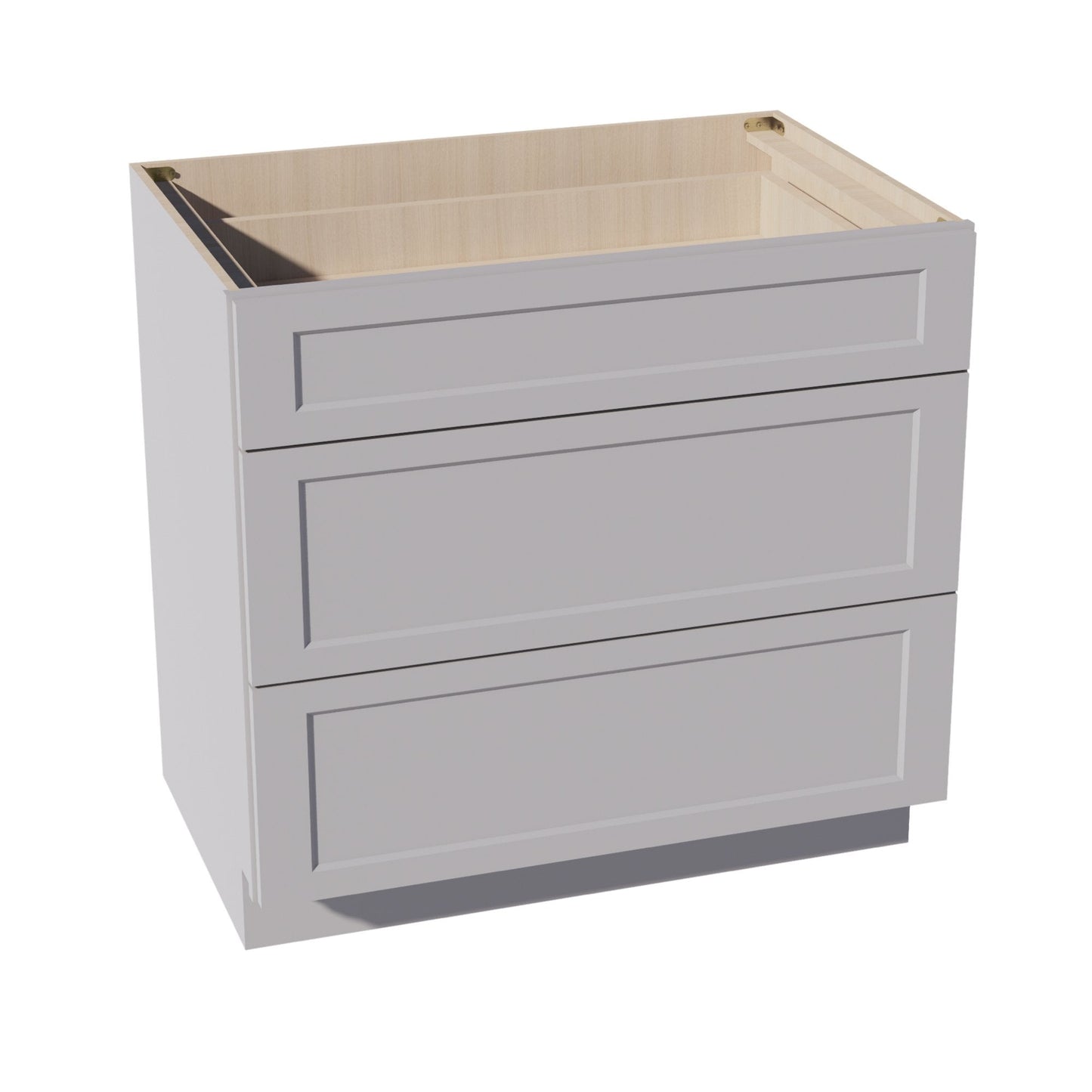HA - DB36: Ash Gray Shaker 36" 3 Drawers Base Cabinet - NextCabinets