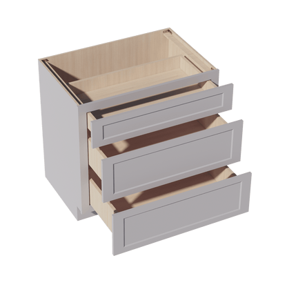 HA - DB36: Ash Gray Shaker 36" 3 Drawers Base Cabinet - NextCabinets