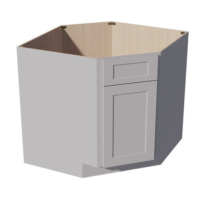 HA - DSB36: Ash Gray Shaker 39" 1 Door 1 False Drawer Corner Sink Base Cabinet - NextCabinets