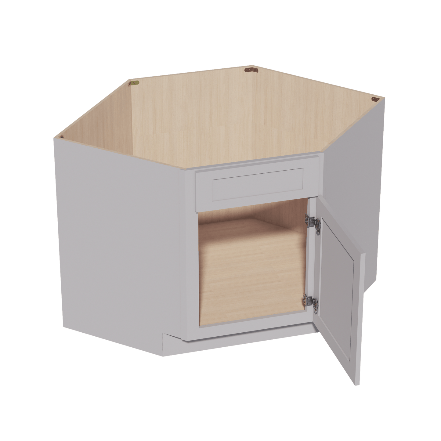 HA - DSB42: Ash Gray Shaker 42" 1 Door & 1 False Drawer Corner Sink Base Cabinet - NextCabinets