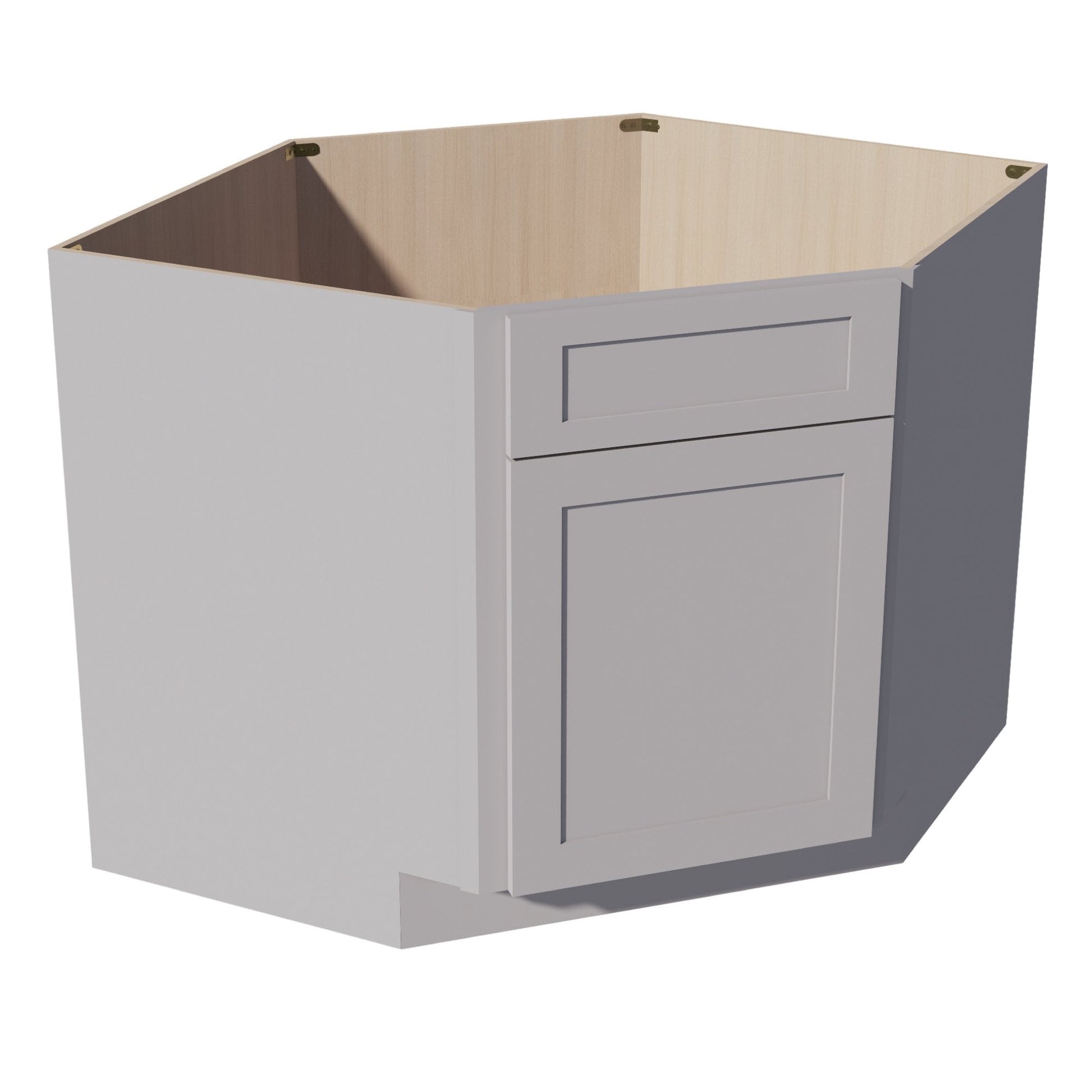 HA - DSB42: Ash Gray Shaker 42" 1 Door & 1 False Drawer Corner Sink Base Cabinet - NextCabinets