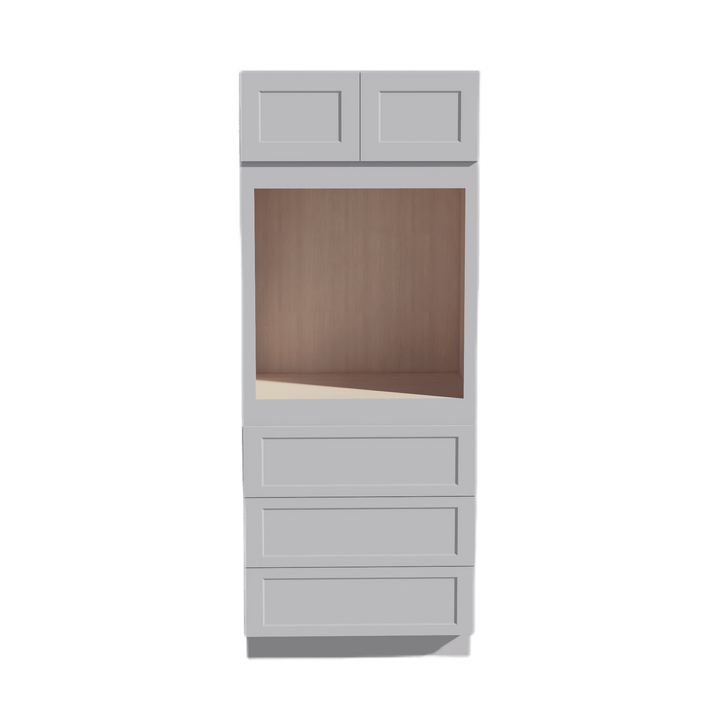 HA - OC3384: Ash Gray Shaker 33"W x 84"H x 24"D 2 Doors & 3 Drawers Tall Oven Shelf Cabinets - NextCabinets