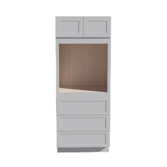 HA - OC3384: Ash Gray Shaker 33"W x 84"H x 24"D 2 Doors & 3 Drawers Tall Oven Shelf Cabinets - NextCabinets