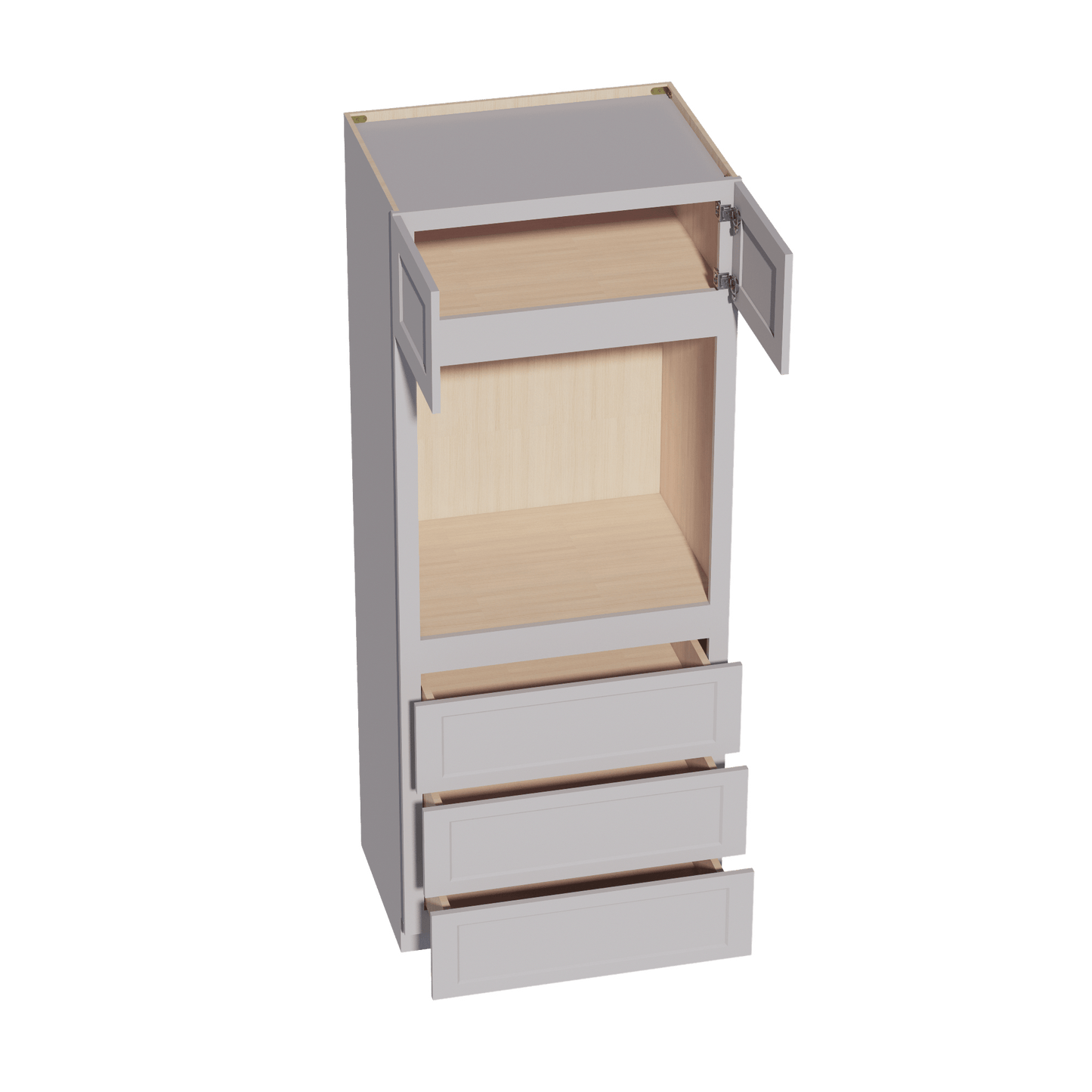 HA - OC3384: Ash Gray Shaker 33"W x 84"H x 24"D 2 Doors & 3 Drawers Tall Oven Shelf Cabinets - NextCabinets