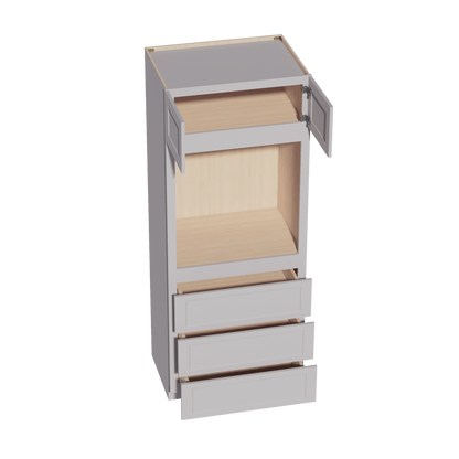 HA - OC3384: Ash Gray Shaker 33"W x 84"H x 24"D 2 Doors & 3 Drawers Tall Oven Shelf Cabinets - NextCabinets