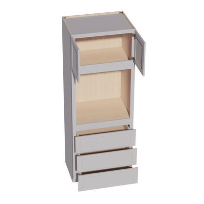 HA - OC3390: Ash Gray Shaker 33"W x 90"H x 24"D 2 Doors & 3 Drawers Tall Oven Shelf Cabinets - NextCabinets