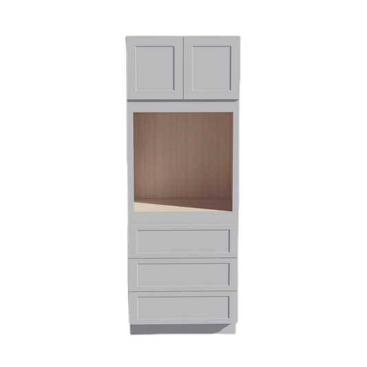 HA - OC3390: Ash Gray Shaker 33"W x 90"H x 24"D 2 Doors & 3 Drawers Tall Oven Shelf Cabinets - NextCabinets