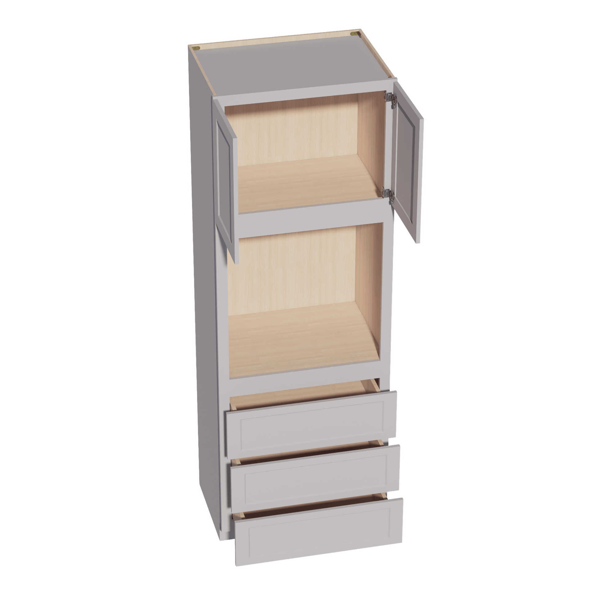 HA - OC3396: Ash Gray Shaker 33"W x 96"H x 24"D 2 Doors & 3 Drawers Tall Oven Shelf Cabinets - NextCabinets