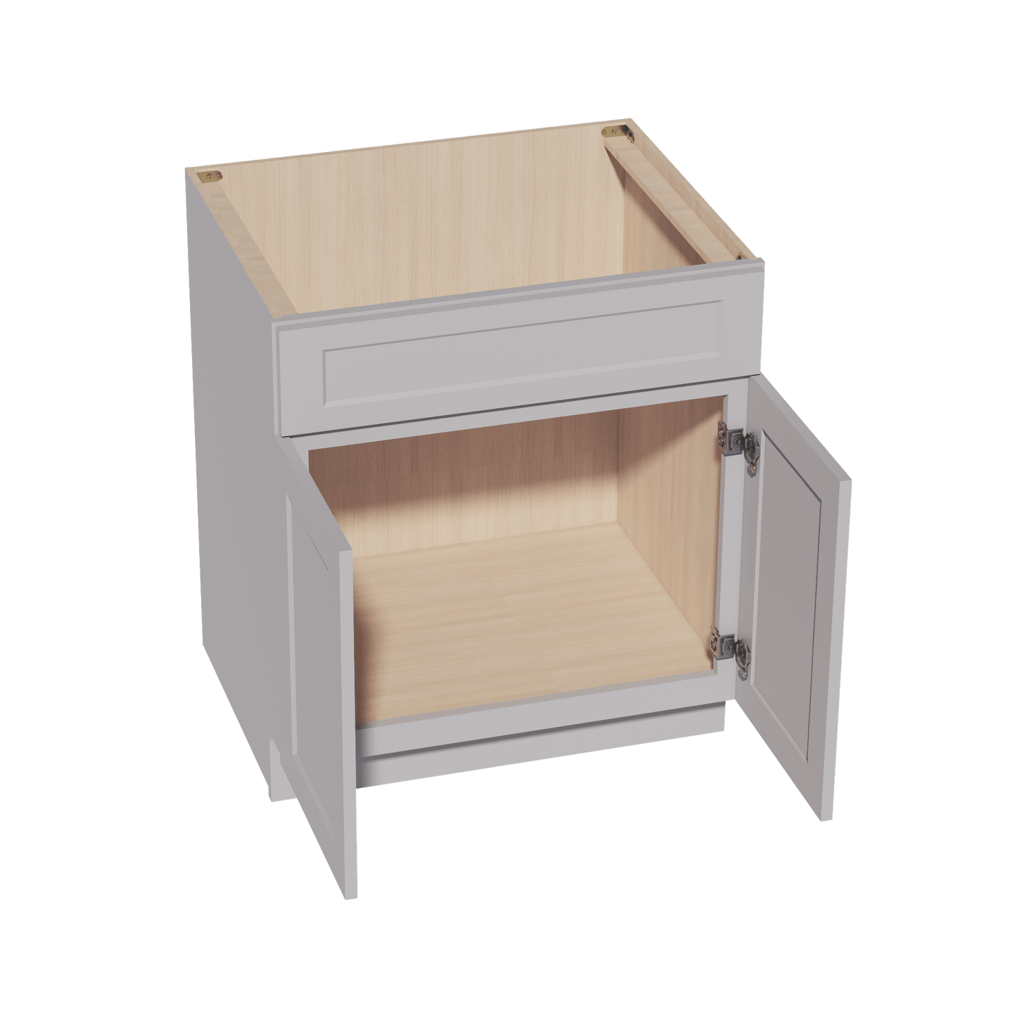 HA - SB30: Ash Gray Shaker 30" 2 Doors 1 False Drawer Sink Base Cabinet - NextCabinets