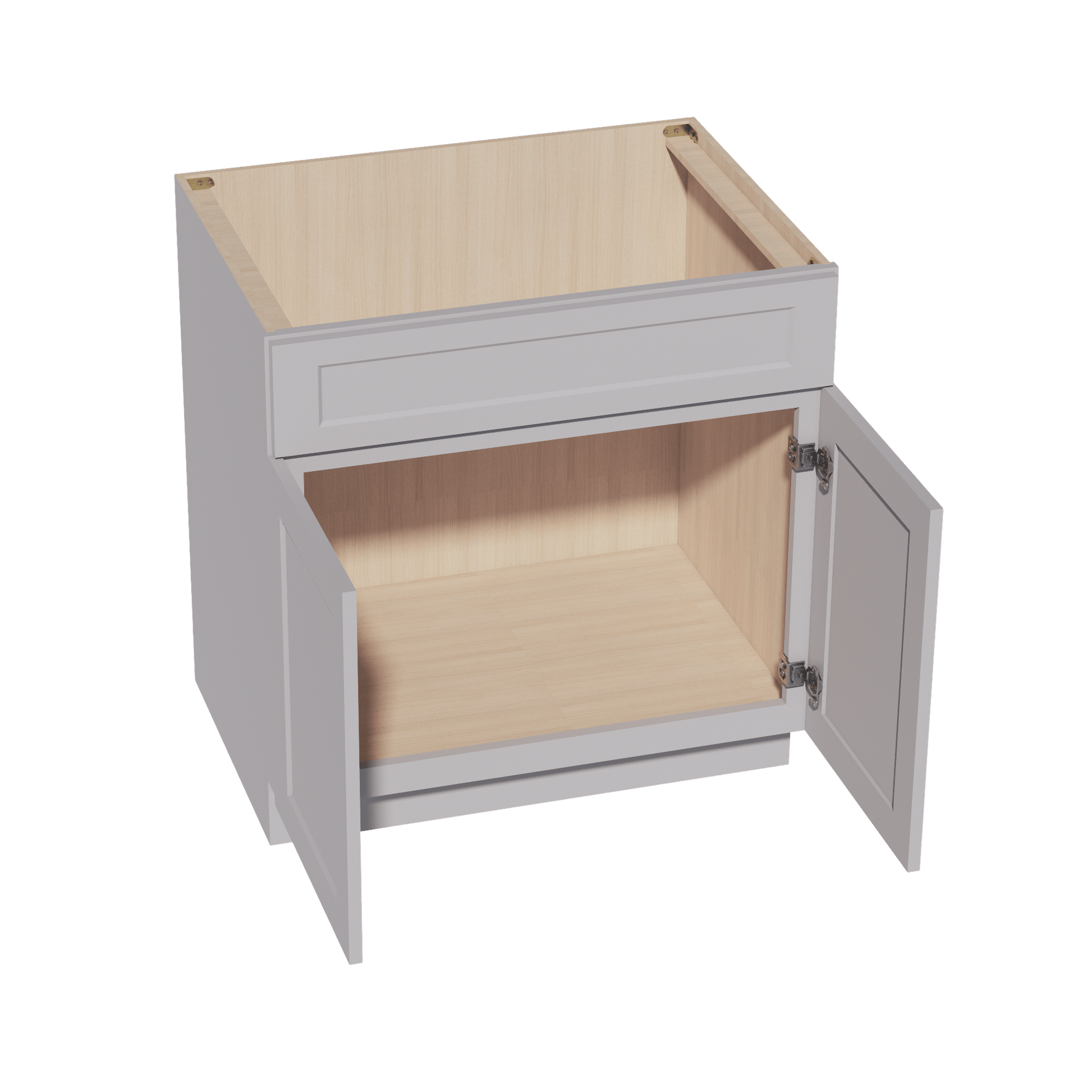 HA - SB33: Ash Gray Shaker 33" 2 Doors 1 False Drawer Sink Base Cabinet - NextCabinets