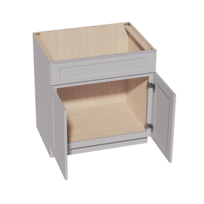HA - SB33: Ash Gray Shaker 33" 2 Doors 1 False Drawer Sink Base Cabinet - NextCabinets