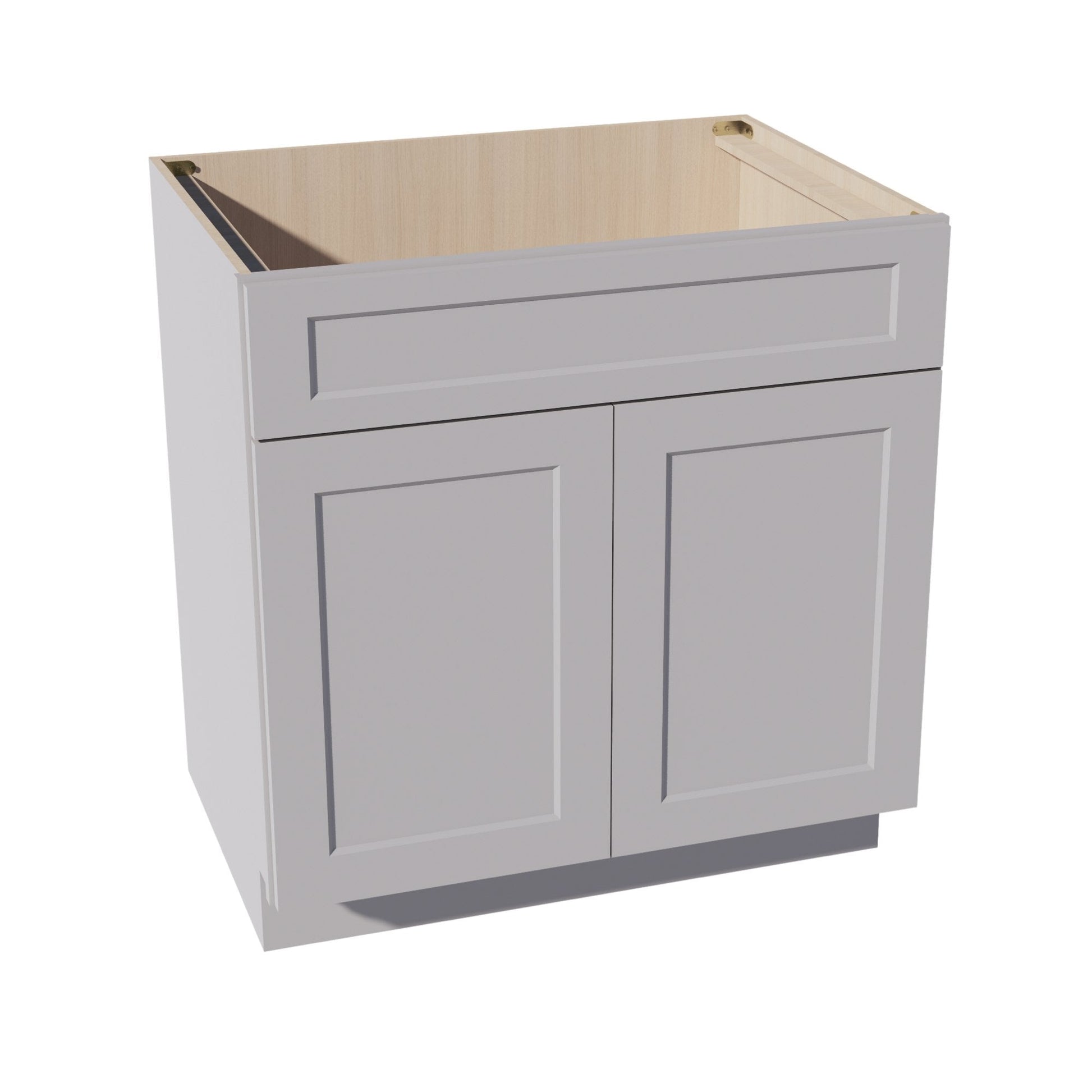 HA - SB33: Ash Gray Shaker 33" 2 Doors 1 False Drawer Sink Base Cabinet - NextCabinets