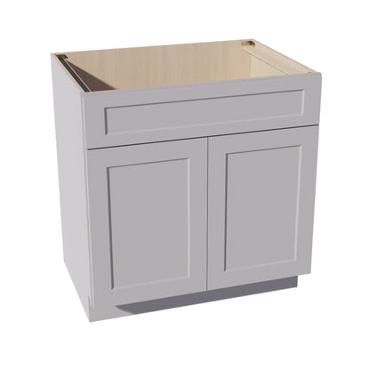 HA - SB33: Ash Gray Shaker 33" 2 Doors 1 False Drawer Sink Base Cabinet - NextCabinets