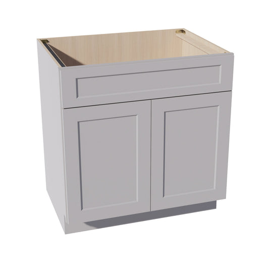 HA - SB33: Ash Gray Shaker 33" 2 Doors 1 False Drawer Sink Base Cabinet - NextCabinets