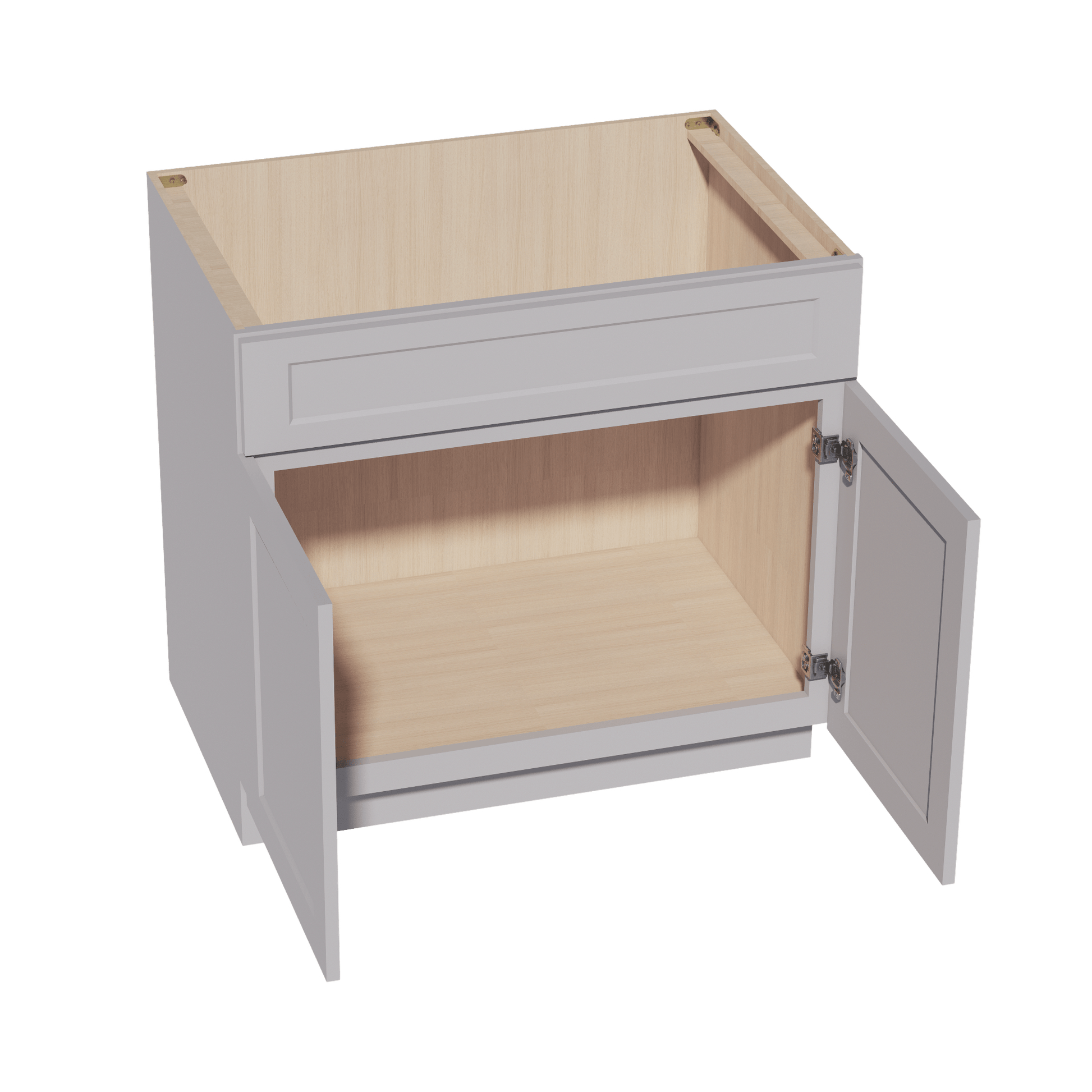 HA - SB36: Ash Gray Shaker 36" 2 Doors 1 False Drawer Sink Base Cabinet - NextCabinets